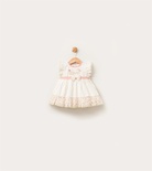 Kız Bebek Kısa Kollu Elbise-13656 - ECRU - 24-36 AY - DRESS