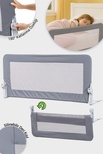Wellgro Premium 150x65 cm Deri Kılıflı Yatak Bariyeri, Katlanır Yatak Korkuluğu, Gri