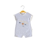 Erkek Bebek Kısa Kollu Penye Tulum-12903 - GREY/GRİ - 9 AY - TULUM / ROMPER