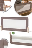 Wellgro Premium 150x65 cm Deri Kılıflı Yatak Bariyeri, Katlanır Yatak Korkuluğu, Kahve