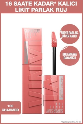 Maybelline New York Super Stay Vinyl Ink Likit Parlak Ruj 100 Charmed
