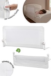 Wellgro Premium 150x65 cm Deri Kılıflı Yatak Bariyeri, Katlanır Yatak Korkuluğu, Beyaz