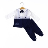 Lacivert Papyonlu Erkek Bebek Takım - 14039 - LACİVERT/NAVY BLUE - 6-9 AY