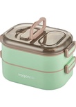 Vagonlife 1000 ml Iki Kat Üç Bölme Paslanmaz Çelik Bento Lunch Box Yeni Nesil Sefer Tası-Sos Kaseli MODEL-FFLBOX7081