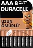 Duracell Alkalin AAA İnce Kalem Pil 1,5V (LR03 / MN2400), 8'li Paket