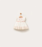 Kız Bebek Kısa Kollu Elbise-13656 - ECRU - 12-18 AY - DRESS