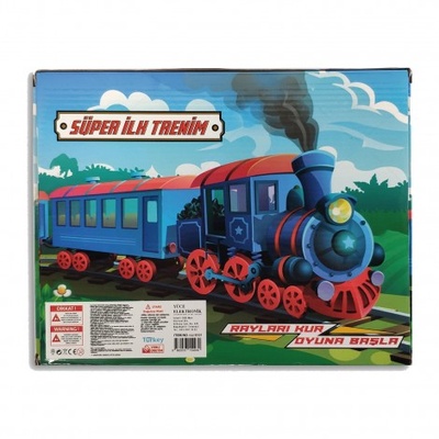 Pilli Raylı Vagonlu Oyuncak Tren Seti Kırmızı Uj-6104