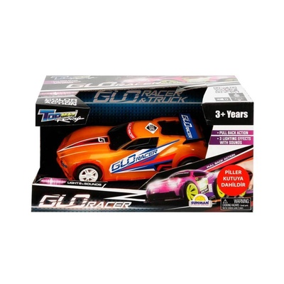 Topmaz Racing Sesli ve Işıklı Glo Racer Çek Bırak TURUNCU Araba 18 cm