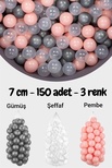Wellgro 7 Cm Top Havuzu Topu 150 Adet Pembe, Şeffaf, Gümüş