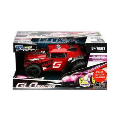 Topmaz Racing Sesli ve Işıklı Glo Racer Çek Bırak KIRMIZI Araba 18 cm