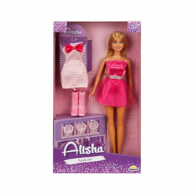 SUN-RST-SIS-MNK- Alisha Gece Elbiseli Bebek Seti 29cm - Sunman