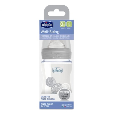 Chicco Wellbeing Yavaş Akış Cam Biberon 150 ml