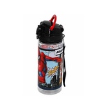 Spiderman Spiderma Pipetli Plastik Matara 500 ml Siyah