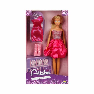 SUN-RST-SIS-MNK- Alisha Gece Elbiseli Bebek Seti 29cm - Sunman