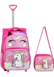 Çantaland Çekçekli Pembe Unicorn Baskılı, Ortopedik Sırt Özellikli, Ilkokul Çantası + Beslenme Çantası