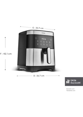 Karaca Gourmet 9L Smart Color Screen Geniş Hazne Inox Airfryer