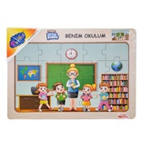 -101-102-103 Ahşap Eğitici Puzzle Benim Okulum -Onyıl