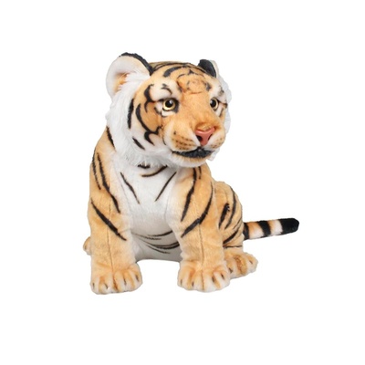 Gerçekçi Kükreyen Peluş Oturan Kaplan Peluş Oyuncak 26 cm
