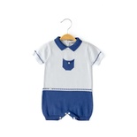 Erkek Bebek Kısa Kollu Triko Tulum-11416 - NAVY BLUE/LACİVERT - 3 AY - TULUM / ROMPER