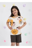Luggi Baby Bal Kabağı Desenli Pamuklu Penye T-Shirt Şort 2'Li Takım