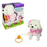 PFT-B025 Peluş Tasmalı Yürüyen Pembe Fiyonklu Köpek -Vardem