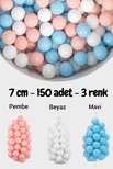 Wellgro 7 Cm Top Havuzu Topu 150 Adet Pembe, Mavi, Beyaz