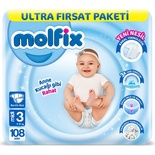 Molfix Bebek Bezi 3D 3 Beden Midi 4-9 Kg 108li Ultra Fırsat Paketi