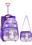 Çantaland Çekçekli Mor Unicorn Baskılı, Ortopedik Sırt Özellikli, Ilkokul Çantası + Beslenme Çantası