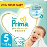 Prima Bebek Bezi Premium Care 5 Beden 108 Adet Aylık Fırsat Paketi