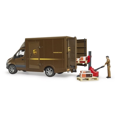 Mercedes Benz Sprinter UPS Kargo Aracı + Transpalet ve Figür +4 yaş