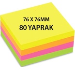 RBC Yapışkanlı Notluk Seti Neon 80 Yaprak 76x76mm 12'li Paket