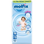 Molfix Bebek Bezi 3D 6 Beden Extra Large 15+ Kg 62li Ultra Fırsat Paketi