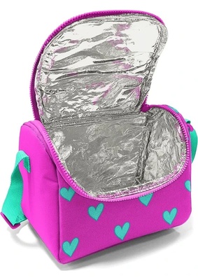 Coral High Kids Neon Pembe Su Yeşili Kalp Desenli Thermo Beslenme Çantası 11806