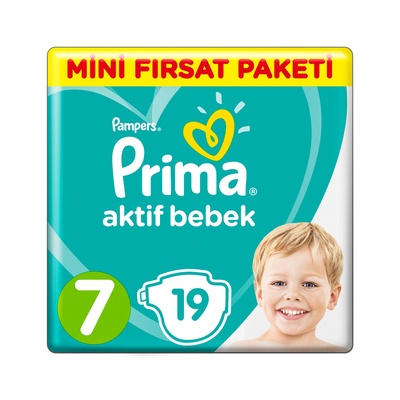 Prima Aktif Bebek Mini Fırsat Paket 7 Beden XXL 15+ Kg 19'Lu