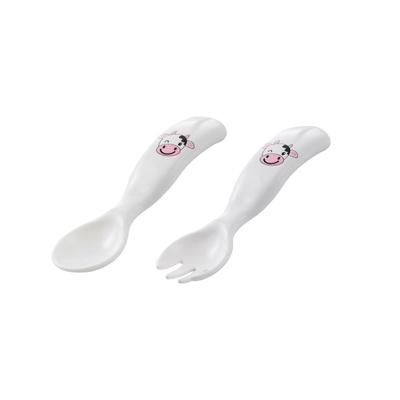 Mamajoo Desenli Kaşık &amp; Çatal Seti / Pembe İnek