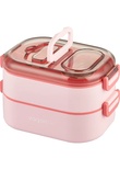 Vagonlife 1000 ml Iki Kat Üç Bölme Paslanmaz Çelik Bento Lunch Box Yeni Nesil Sefer Tası-Sos Kaseli MODEL-FFLBOX7081